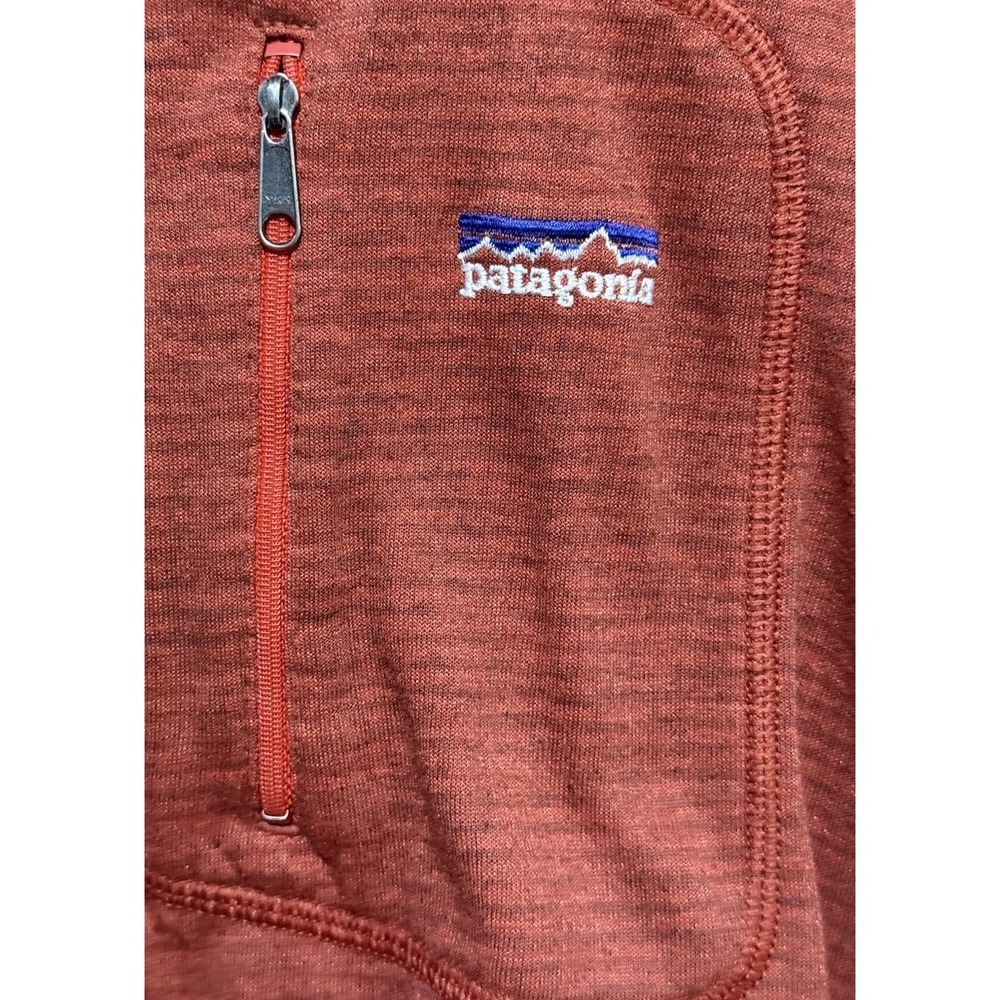 Patagonia Regulator Medium‎ Grid Waffle Fleece Pullover 1/2 Zip Orange Gray EUC - Picture 5 of 7